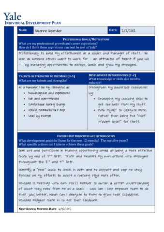 Individual Development Plan - Yale University - Edit, Fill, Sign Online ...