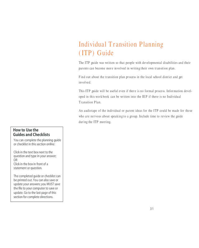 Individual Transition Planning Guide