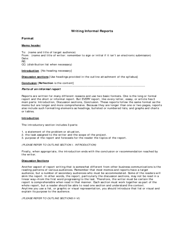 Informal Report Writing Format