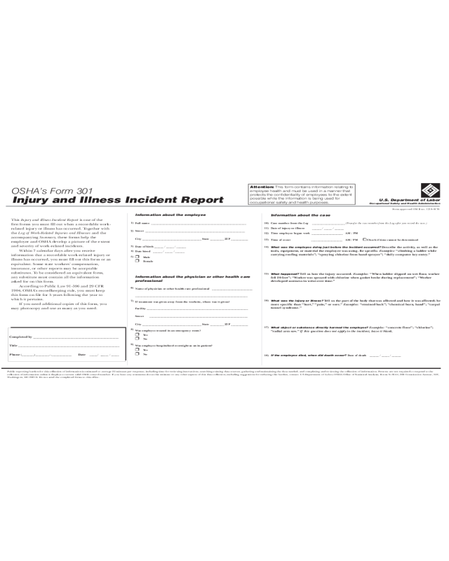 Injury and Illness Incident Report