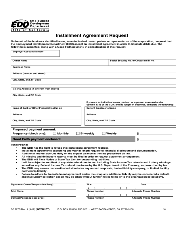 Installment Agreement Request