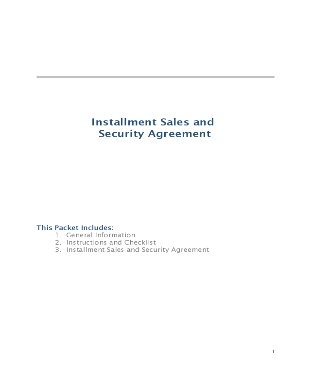 Installment Sales and Security Agreement