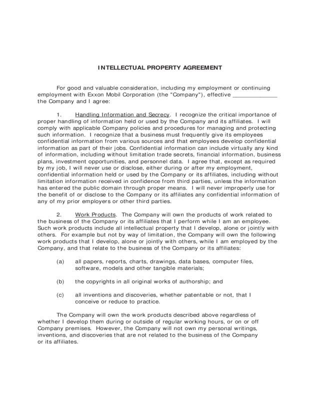 Intellectual Property Agreement for Use in California, Illinois, Kansas, Minnesota, and Washington