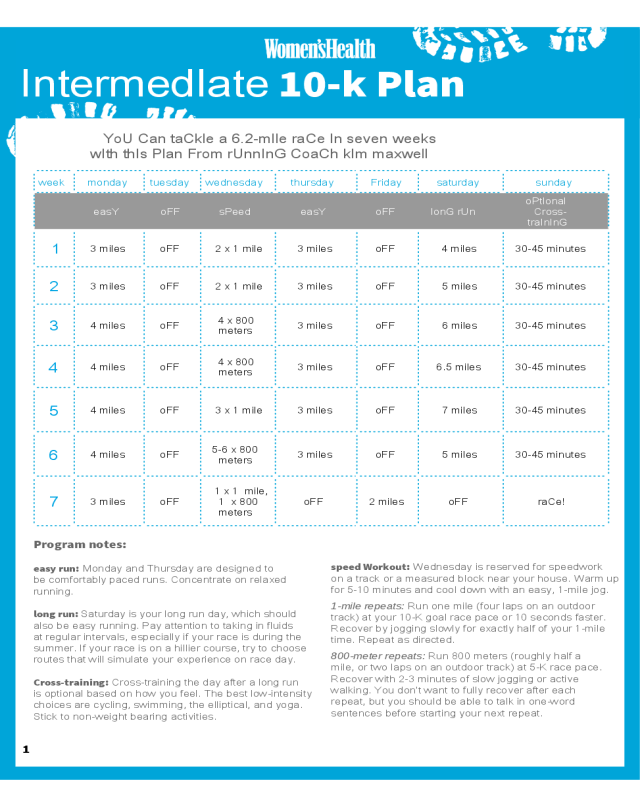 Intermediate 10K Training Plan
