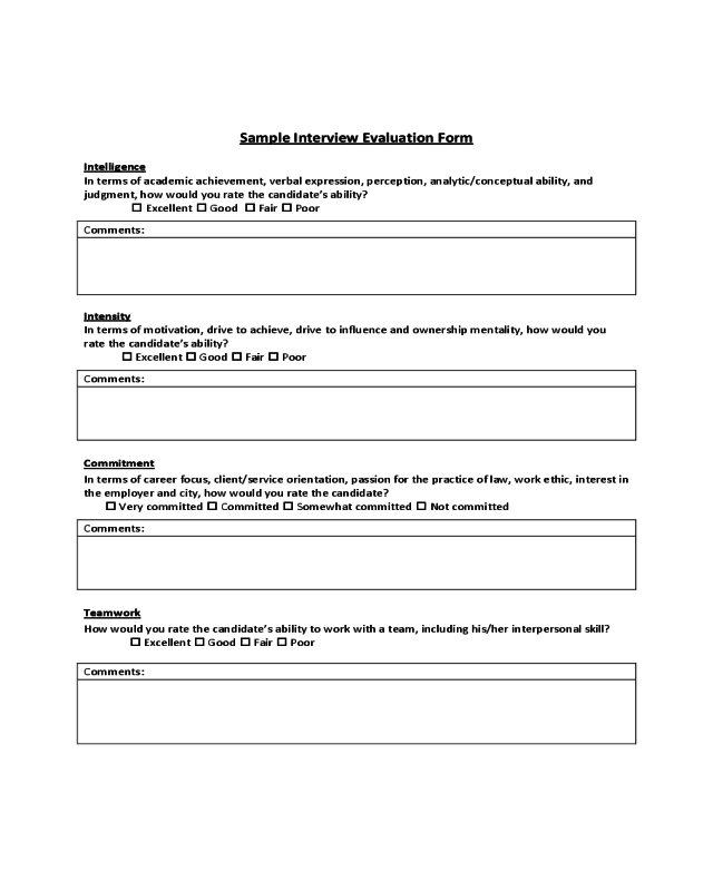 Interview Evaluation Form Example