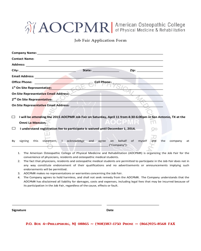 Job Fair Application Form - American Osteopathic College