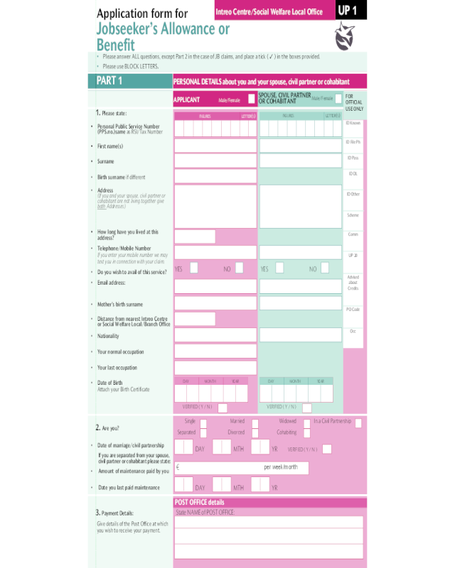 Job Seekers Benefits or Allowance Form Edit, Fill, Sign Online Handypdf