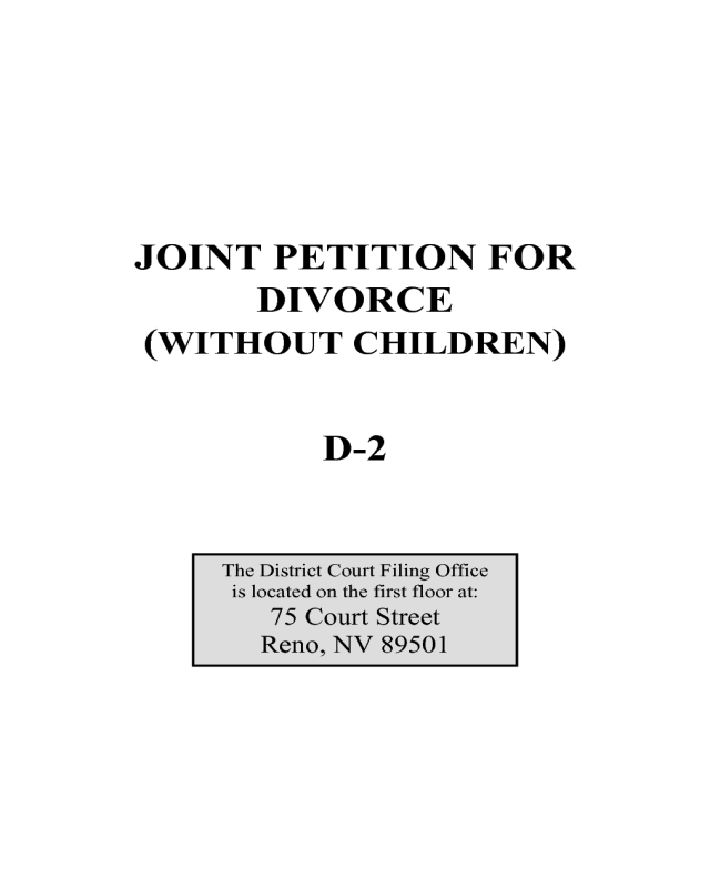 Joint Petition for Divorce (Without Children)