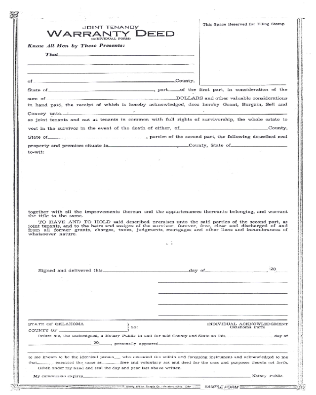 Joint Tenancy Warranty Deed Oklahoma Edit Fill Sign Online Handypdf 8895