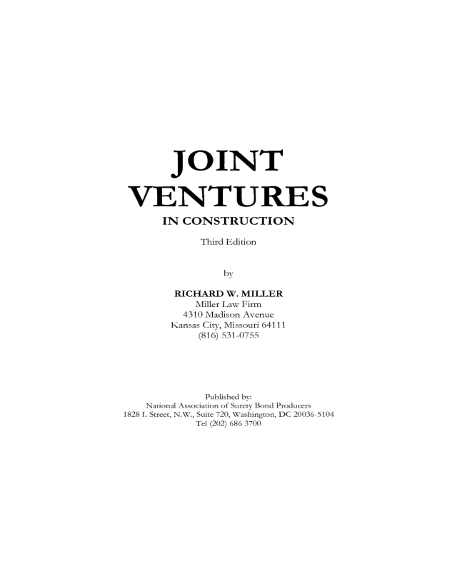 Joint Ventures in Construction Form