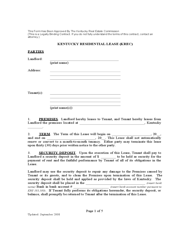 kentucky residential lease agreement edit fill sign online handypdf