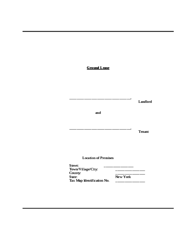 Land Rental and Lease Form - New York