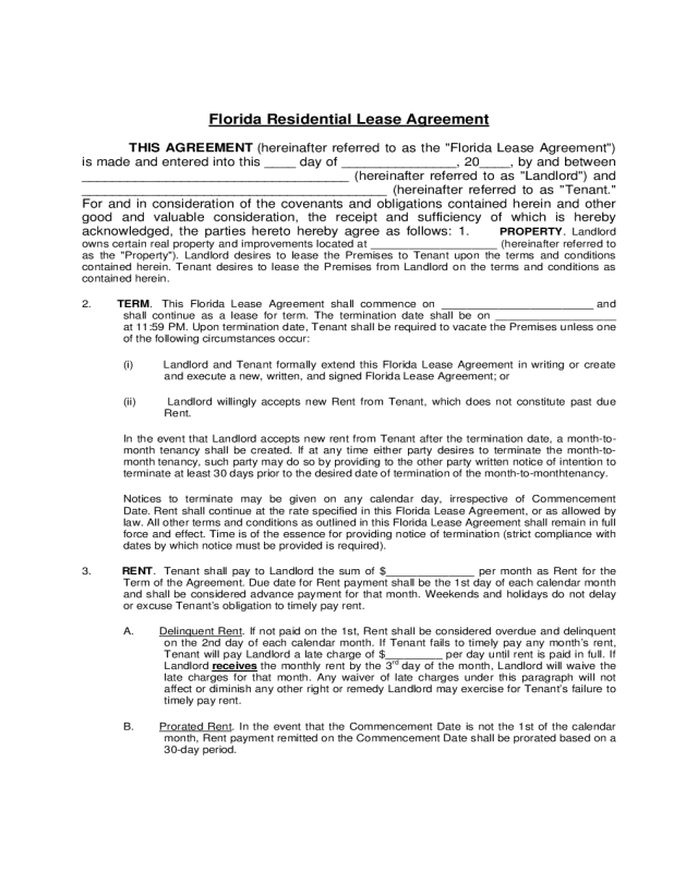 landlord lease agreement form florida edit fill sign online