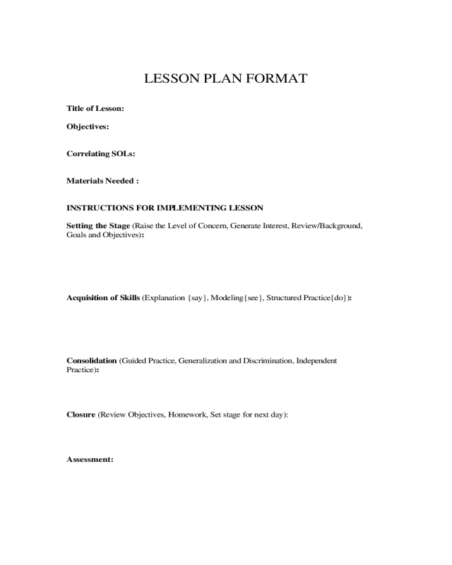Lesson Plan Format - Yale University