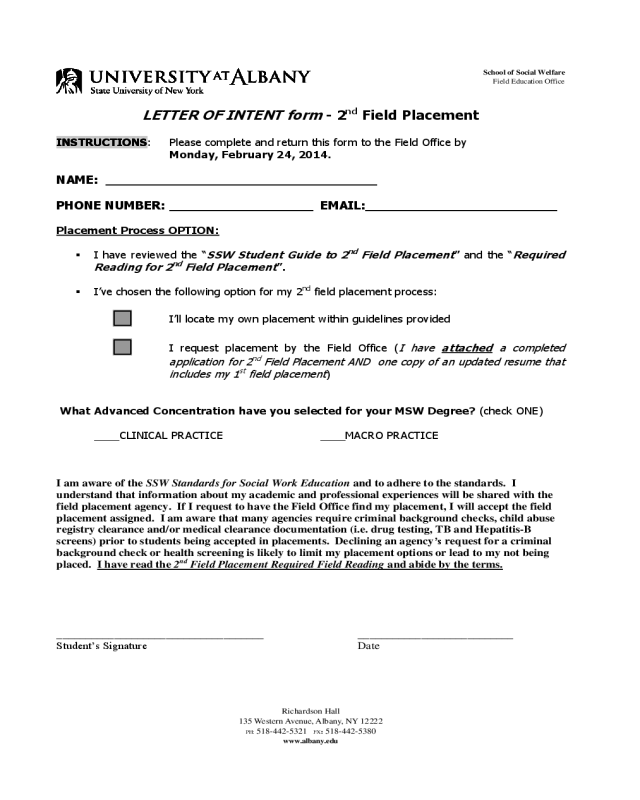 Letter of Intent Form - New York