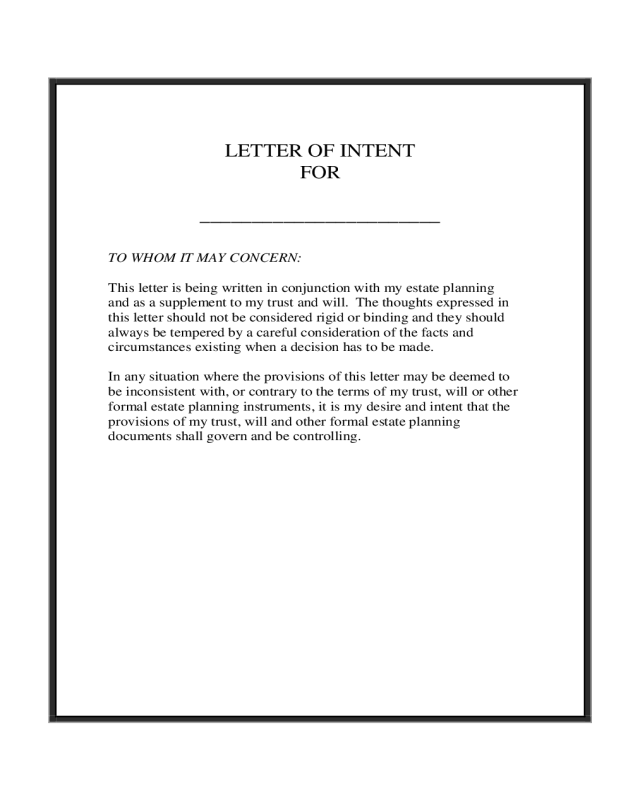 Letter of Intent Sample Format