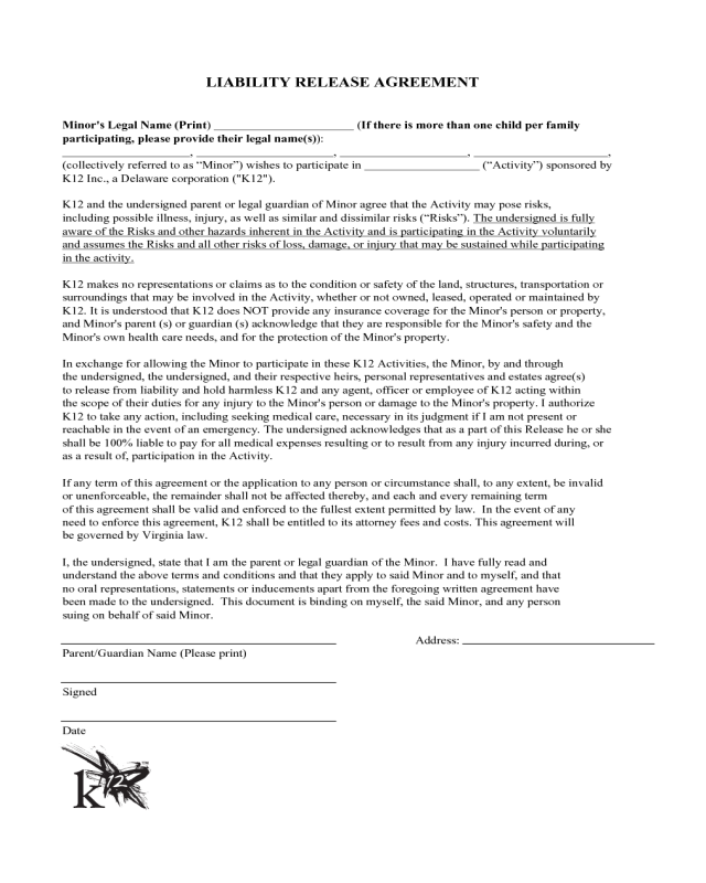 Liability Release Agreement