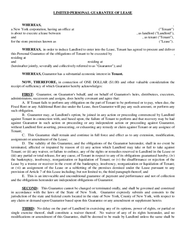 2019 Guarantor Agreement Form Fillable Printable PDF