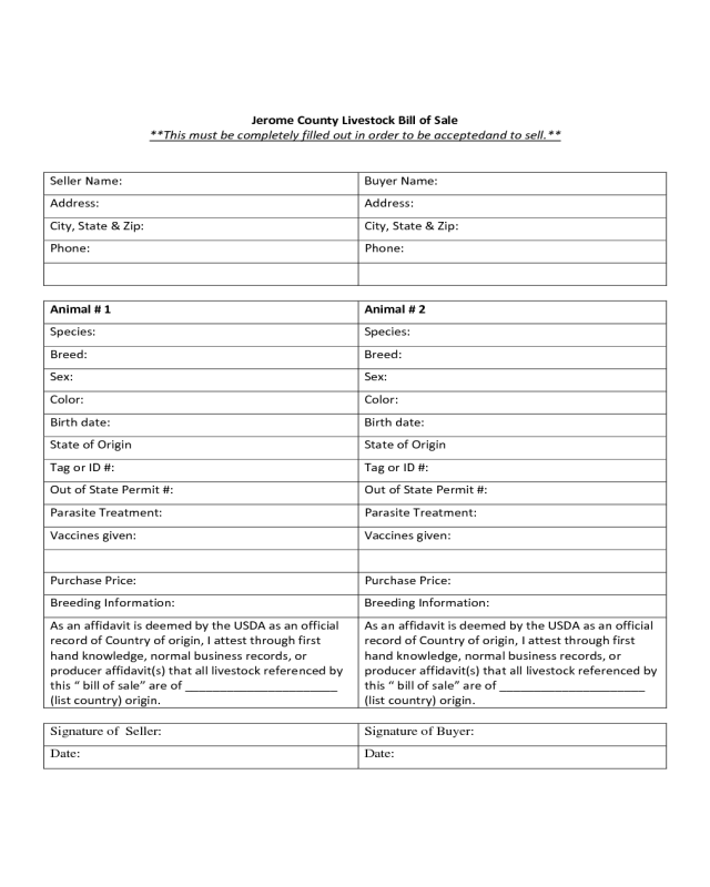 Livestock Bill of Sale Form Idaho Edit, Fill, Sign Online Handypdf