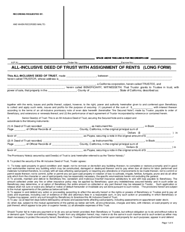 assignment of rents registration number
