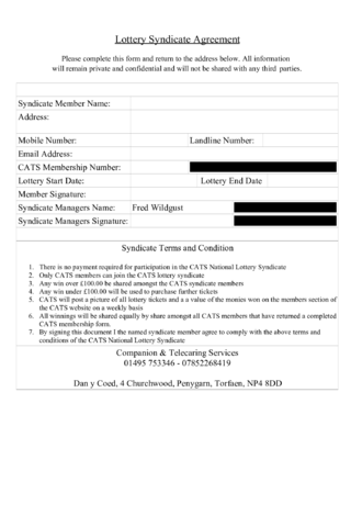 2021 lottery syndicate agreement form fillable