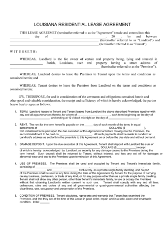 louisiana residential lease agreement edit fill sign online handypdf
