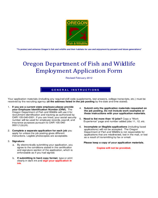 Manual Fill-In ODFW Application - Oregon Department of Fish and Wildlife