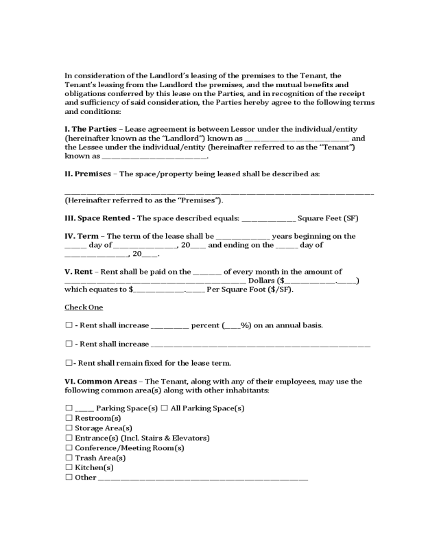 Maryland Commercial Lease Agreement