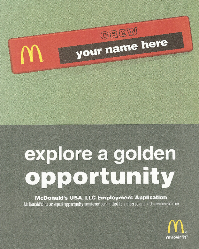 Mcdonalds Application Form Online Printable Printable Forms Free Online 4895