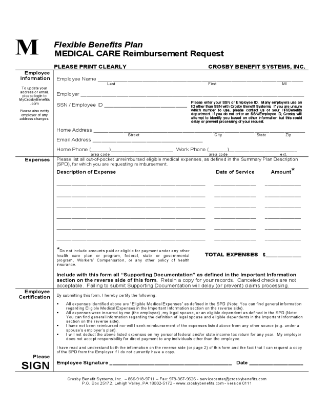 Medical Care Reimbursement Request - Dartmouth College