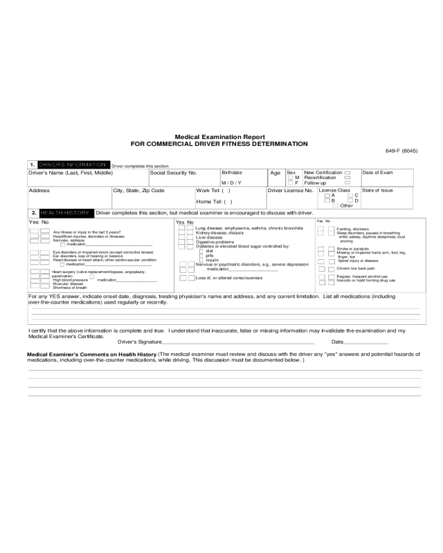 Medical Examination Report for Commercial Driver Fitness Determination - University of Virginia
