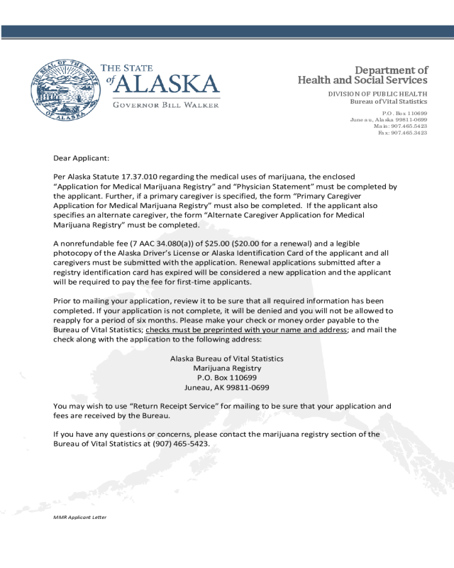 Medical Marijuana Registry Application Form- Alaska