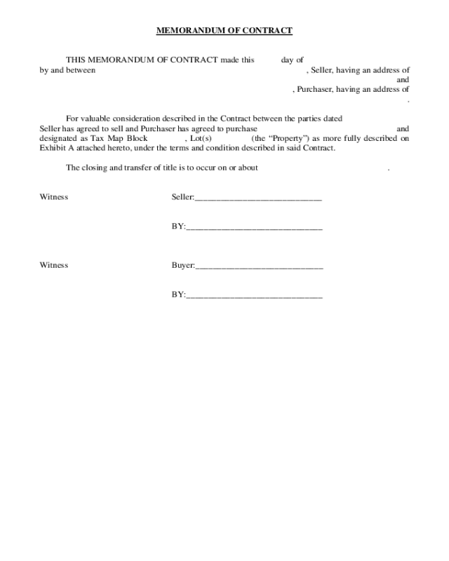 Memorandum of Contract