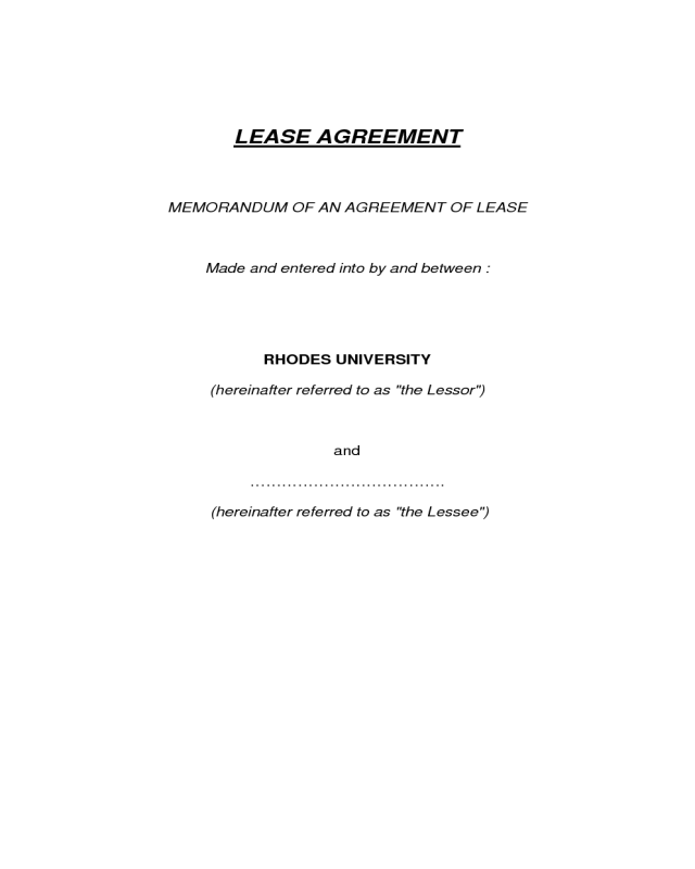 Memorandum of Lease Agreement Template