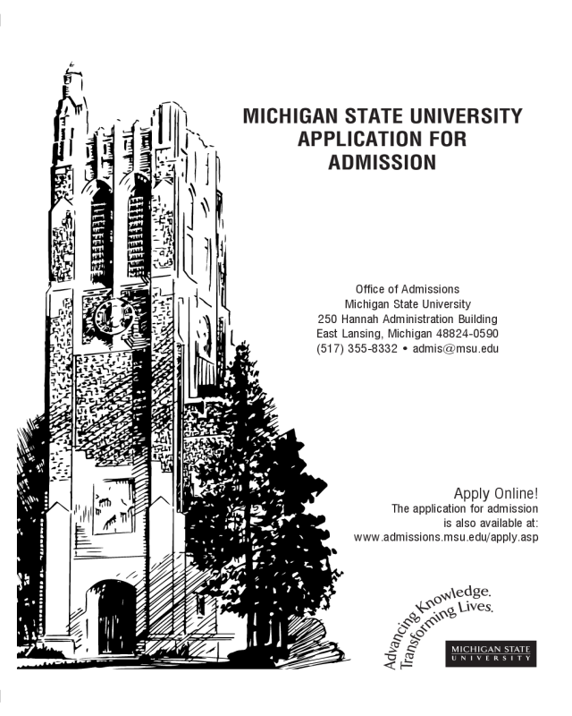 Michigan State University Application Form for Admission