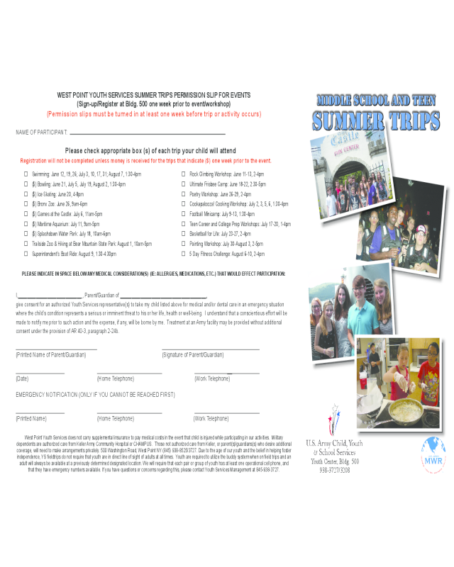 Middle School and Teen Summer Trips - West Point