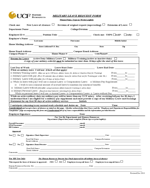 Military Leave Request Form