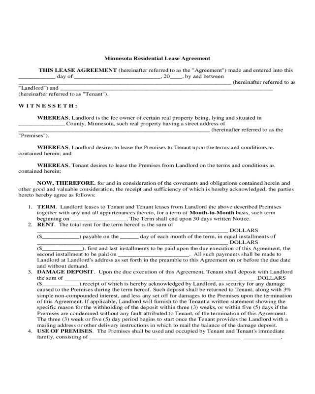 minnesota residential lease agreement edit fill sign online handypdf