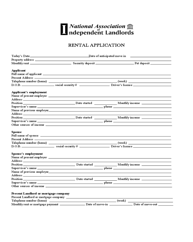 Minnesota Standard Rental Application