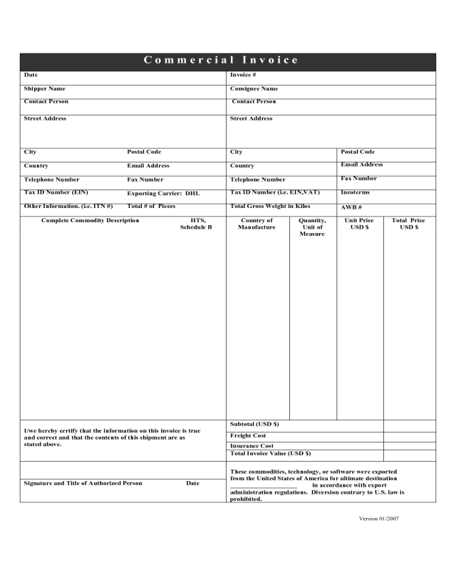 Modern Commercial Invoice Template