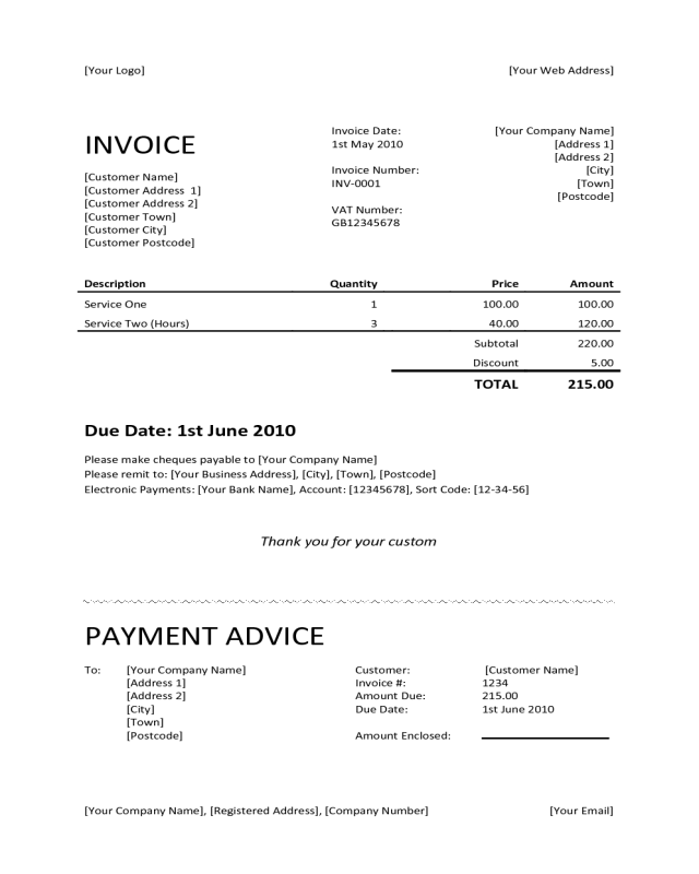 Modern Sample Invoice Template