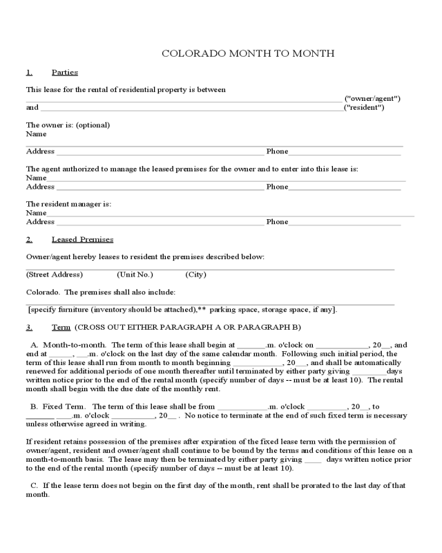 2021 month to month rental agreement form fillable printable pdf forms handypdf