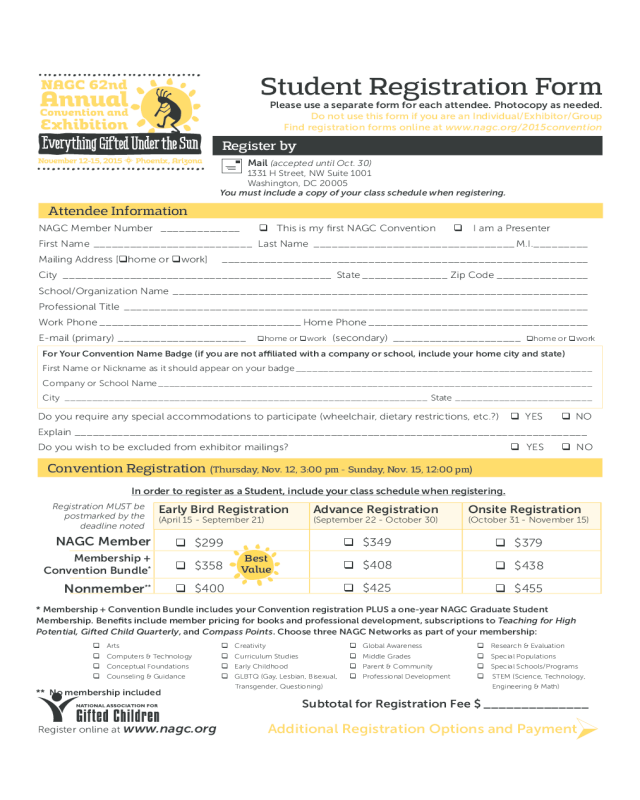 NAGC Student Registration Form