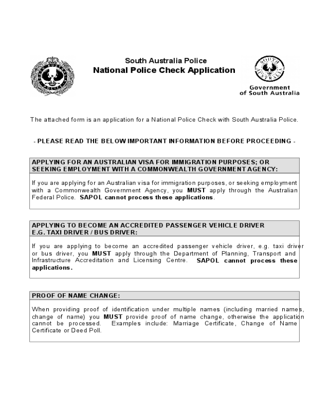 2024 Police Check Application Form Fillable, Printable PDF & Forms