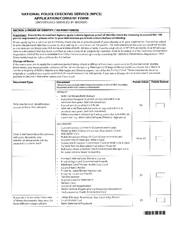 National Police Service Application/Consent Form