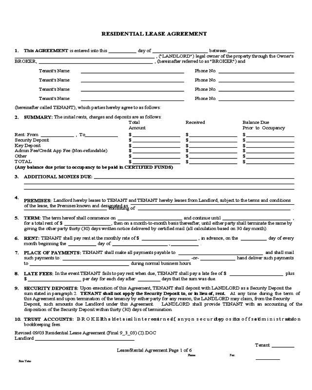 Nevada Month to Month Rental Agreement Form