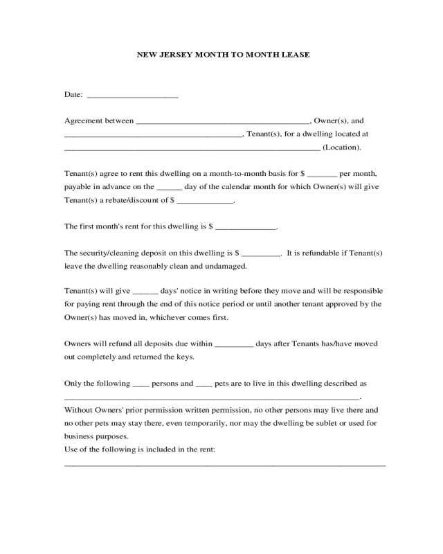 new jersey month to month lease agreement edit fill sign online handypdf