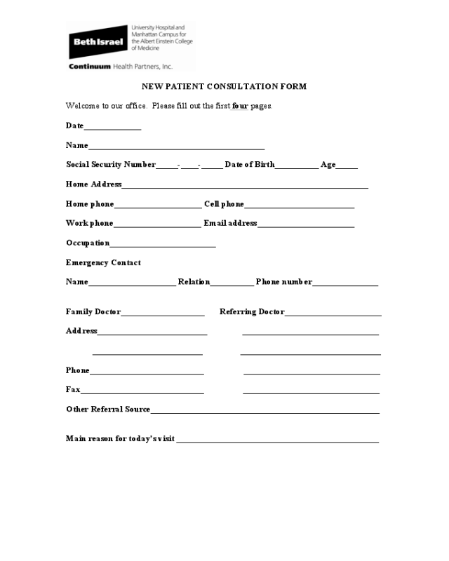 New Patient Consultation Form