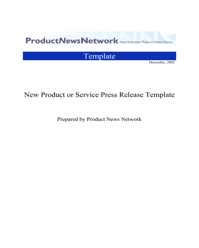 New Product or Service Press Release Template