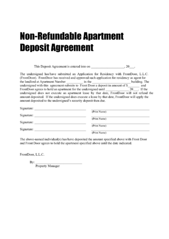 non refundable deposit purchase agreement